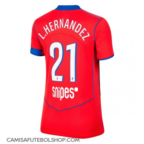 Camisa de time de futebol Paris Saint-Germain Lucas Hernandez #21 Replicas 3º Equipamento Feminina 2025-26 Manga Curta